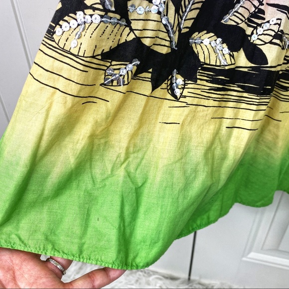 Angie Dip Dye Sequin Tropical Midi Circle Skirt S - Picture 4 of 7